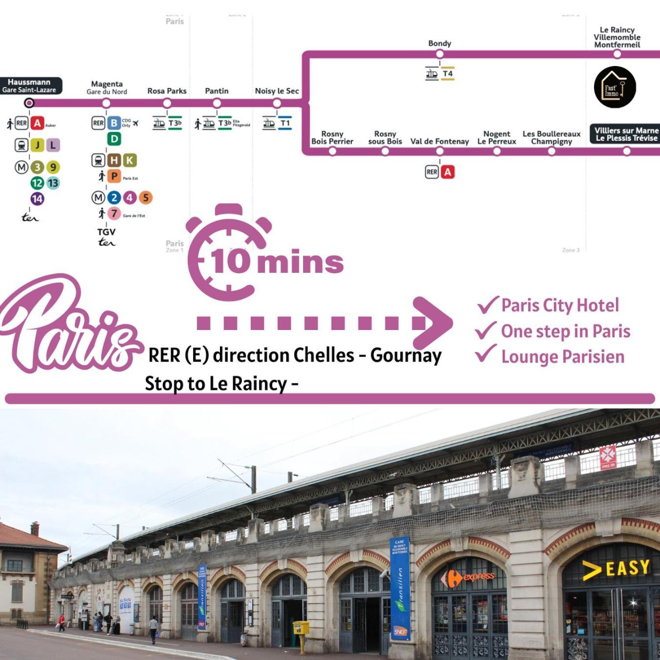 Paris City-Le Raincy - Facing Station - 4 To 8 Pers 외부 사진